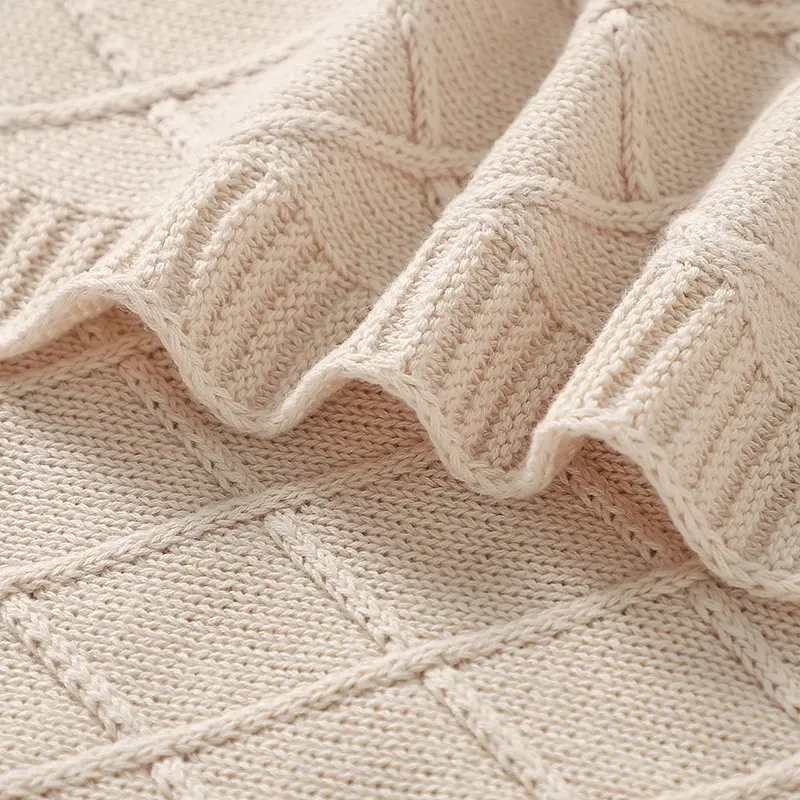 Baby Blankets Cotton Knitted Infant Boys Girls Bedding Quilt 90*70CM Newborn Stroller Swaddling Fashion Solid Plaid Sleep Covers