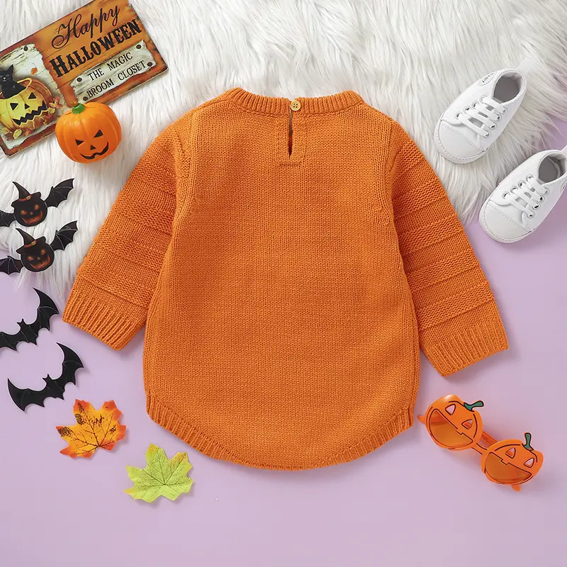 Baby Bodysuits Knitted Infant Boys Jumpsuit Long Sleeve Autumn Newborn Girl Clothing 0-18M Overalls Fashion Tie Romper Halloween