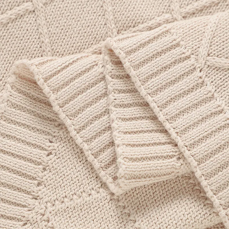 Baby Blankets Cotton Knitted Infant Boys Girls Bedding Quilt 90*70CM Newborn Stroller Swaddling Fashion Solid Plaid Sleep Covers