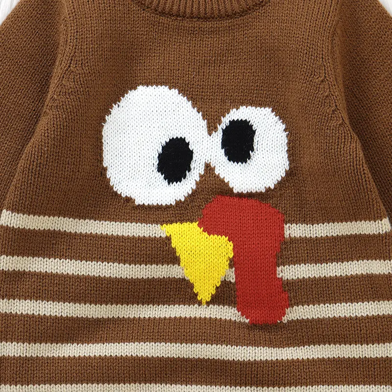 Baby Rompers Knit Infant Girl Boy Jumpsuit Funny Turkey Newborn Kid Clothes Long Sleeve 0-18M Overalls Fashion Striped Halloween