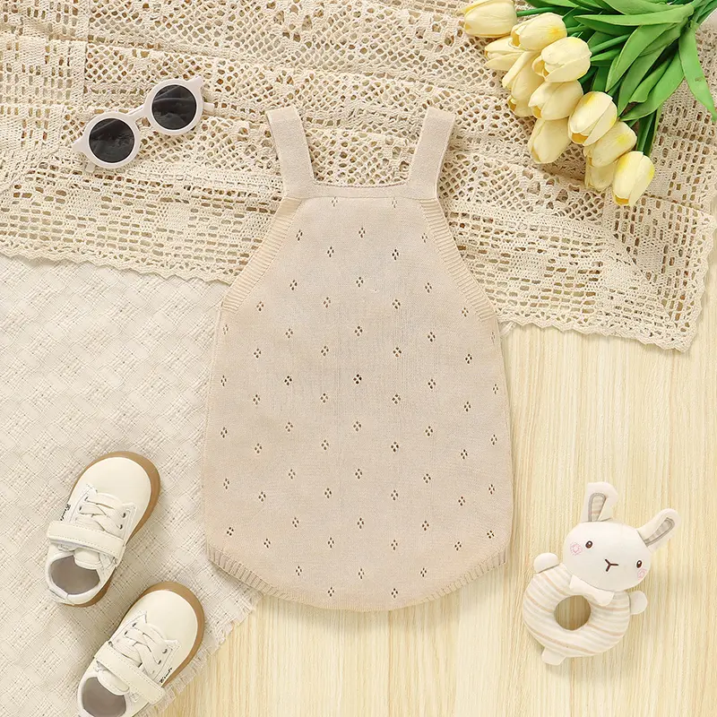 Baby Bodysuits Knit Sleeveless Toddler Child Sling Clothes 0-18M Overalls Fashion Solid Newborn Infant Boys Girl Jumpsuit Summer