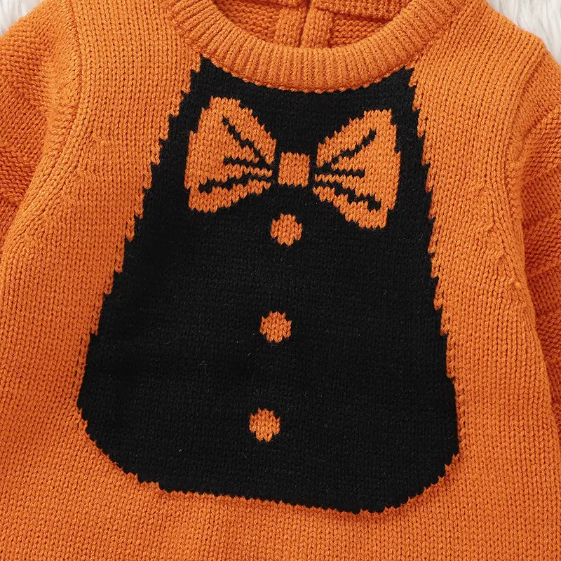 Baby Bodysuits Knitted Infant Boys Jumpsuit Long Sleeve Autumn Newborn Girl Clothing 0-18M Overalls Fashion Tie Romper Halloween