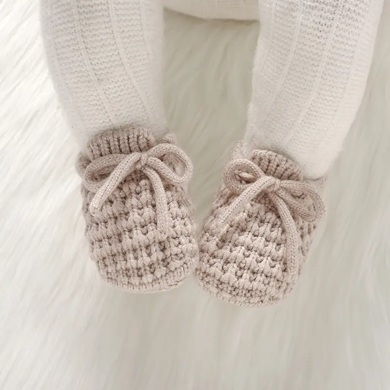 Newborn Baby Shoes Knit Infant Boy Girl Bedding Boots 0-18M Fashion Solid Bandage Toddler Children Footwear Clothing Accessories