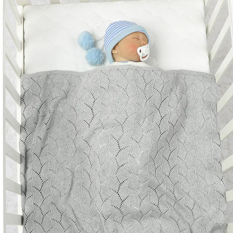 Infant Baby Blanket Cotton Knit Newborn Boy Girl Bedding Quilt Fashion Hollow Out Solid 100*80CM Toddler Swaddle Wrap Super Soft