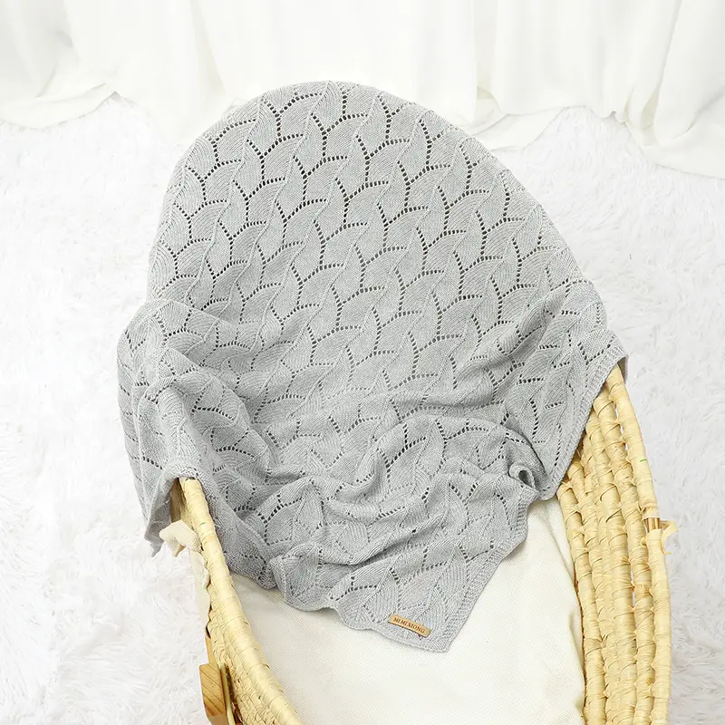 Infant Baby Blanket Cotton Knit Newborn Boy Girl Bedding Quilt Fashion Hollow Out Solid 100*80CM Toddler Swaddle Wrap Super Soft