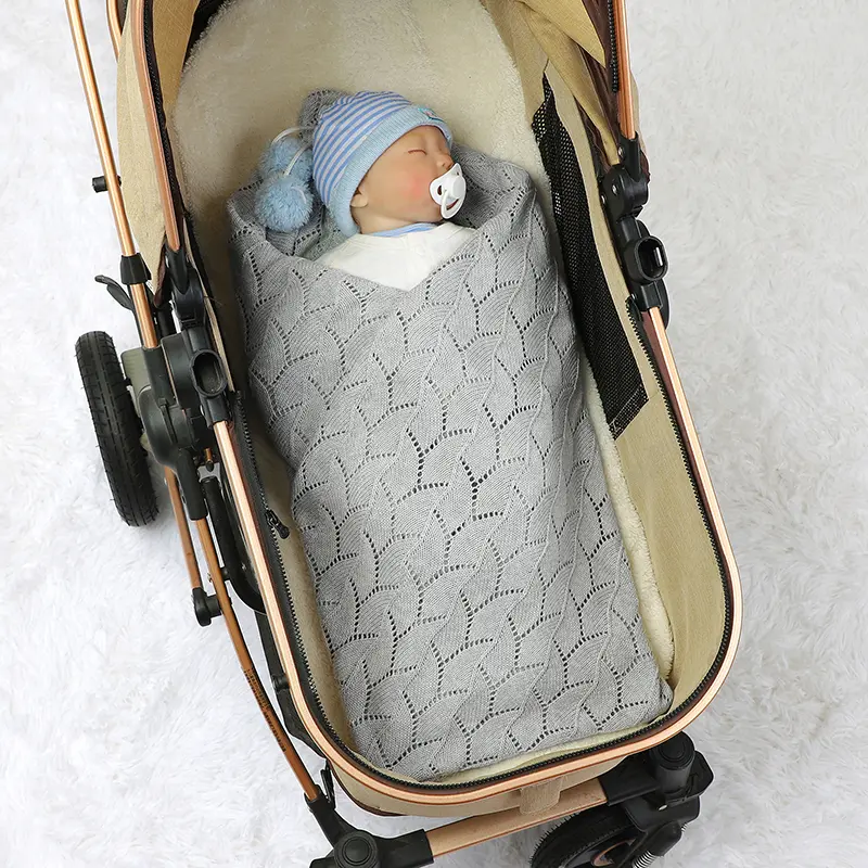Infant Baby Blanket Cotton Knit Newborn Boy Girl Bedding Quilt Fashion Hollow Out Solid 100*80CM Toddler Swaddle Wrap Super Soft