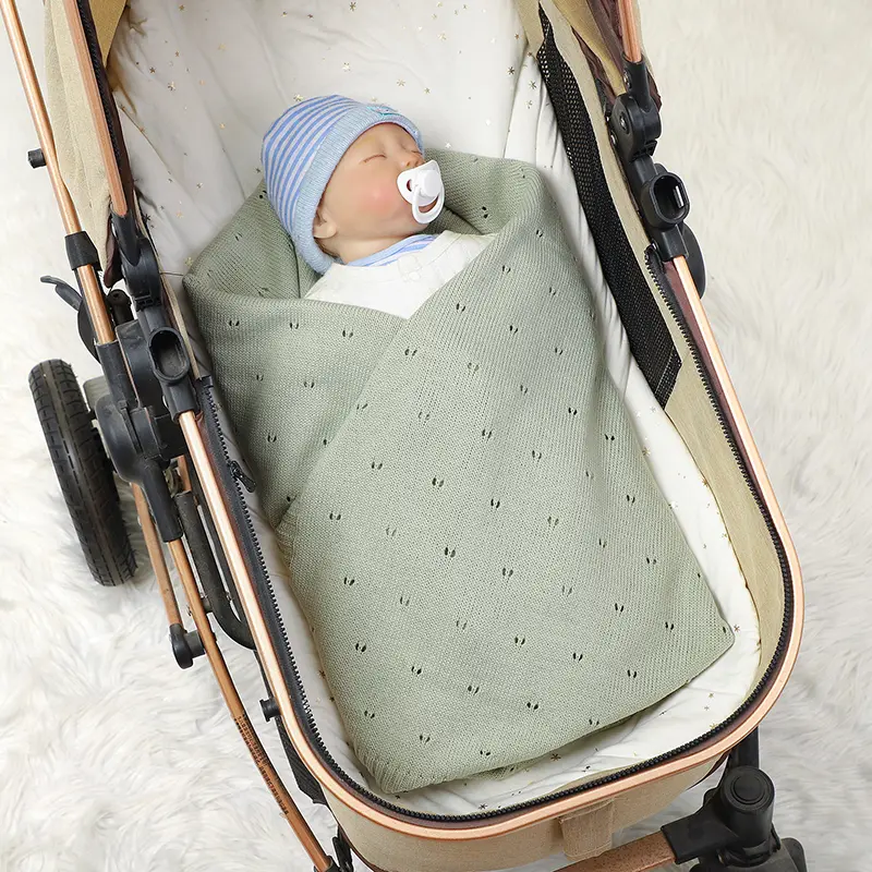 Newborn Baby Blanket Knitted Solid Infant Stroller Swaddling Wrap Super Soft Plaid Sleepsack Warm Boy Girl Bedding Quilt 90*70CM