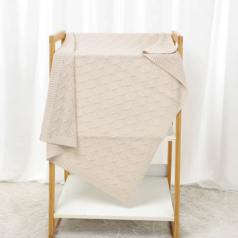 Baby Blanket Cotton Knit 90*70CM Toddler Swaddle Wrap Soft Plaid Newborn Boys Infant Girls Bedding Quilt Fashion Solid Sleepsack