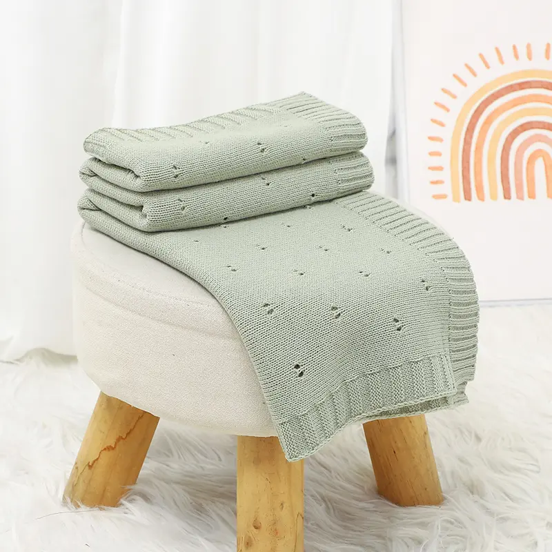 Newborn Baby Blanket Knitted Solid Infant Stroller Swaddling Wrap Super Soft Plaid Sleepsack Warm Boy Girl Bedding Quilt 90*70CM