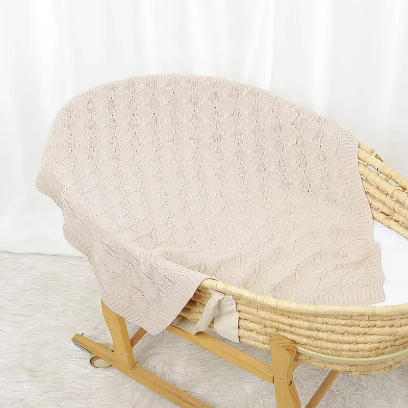 Baby Blanket Cotton Knit 90*70CM Toddler Swaddle Wrap Soft Plaid Newborn Boys Infant Girls Bedding Quilt Fashion Solid Sleepsack
