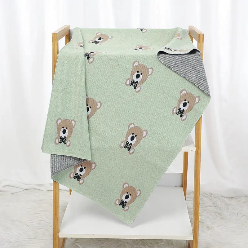 Newborn Baby Blanket Cotton Knit Infant Boy Girl Bedding Quilt Fashion Cute Cartoon Bear 90*70CM Toddler Swaddle Wrap Super Soft