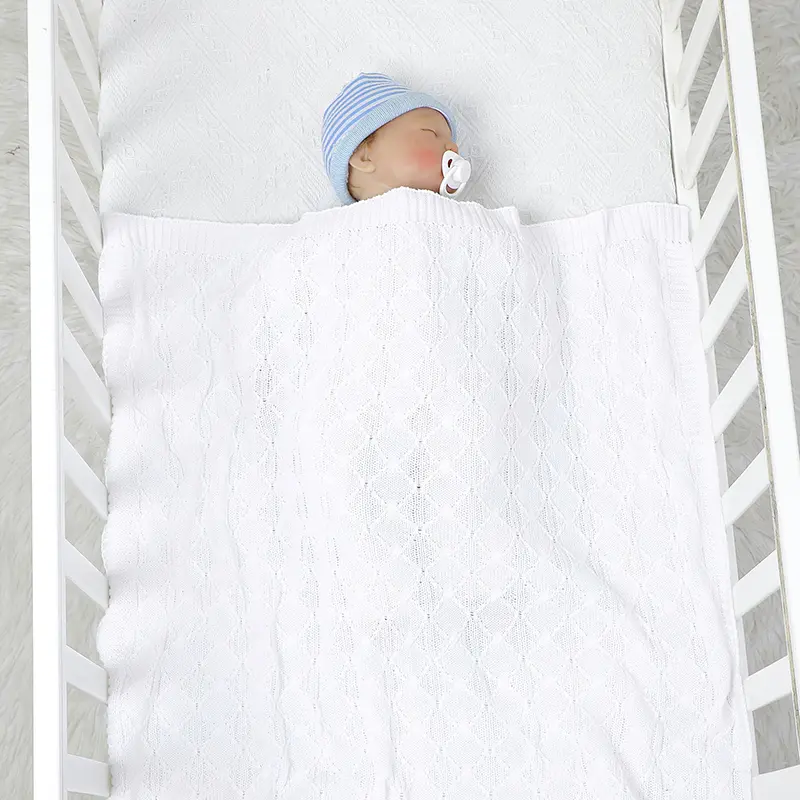 Infant Baby Blanket Cotton Knit 90*70CM Toddler Swaddle Wrap Soft Plaid Newborn Boys Girls Bedding Quilt Fashion Solid Sleepsack