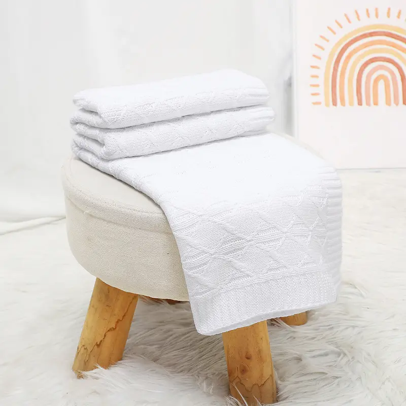 Infant Baby Blanket Cotton Knit 90*70CM Toddler Swaddle Wrap Soft Plaid Newborn Boys Girls Bedding Quilt Fashion Solid Sleepsack