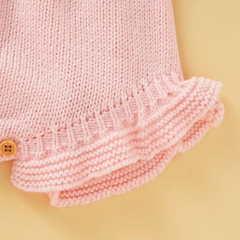 Newborn Baby Bodysuit Knitted 0-18M Overalls Fashion Solid Ruffles Romper Infant Girl Jumpsuit Sleeveless Tops Children Clothing