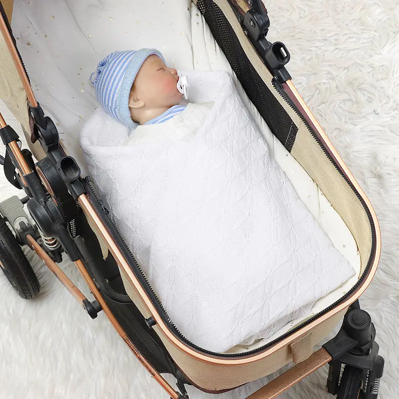 Infant Baby Blanket Cotton Knit 90*70CM Toddler Swaddle Wrap Soft Plaid Newborn Boys Girls Bedding Quilt Fashion Solid Sleepsack