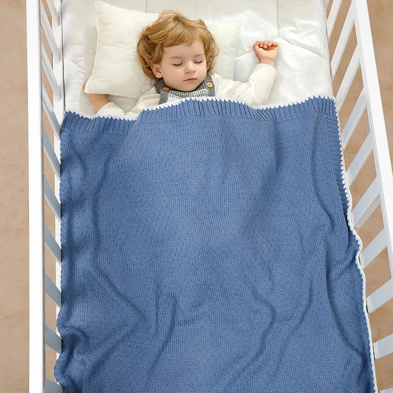 Newborn Baby Blanket Knit Infant Boy Girl Bedding Quilt 90*70CM Stroller Swaddling Envelop Fashion Solid Plaid Crib Sleep Covers