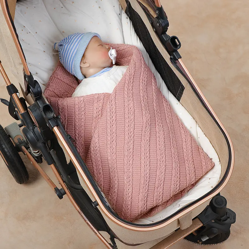 Infant Baby Blanket Knitted 90*70CM Toddler Swaddle Wrap Super Soft Plaid Newborn Boy Girl Bedding Quilt Fashion Solid Sleepsack
