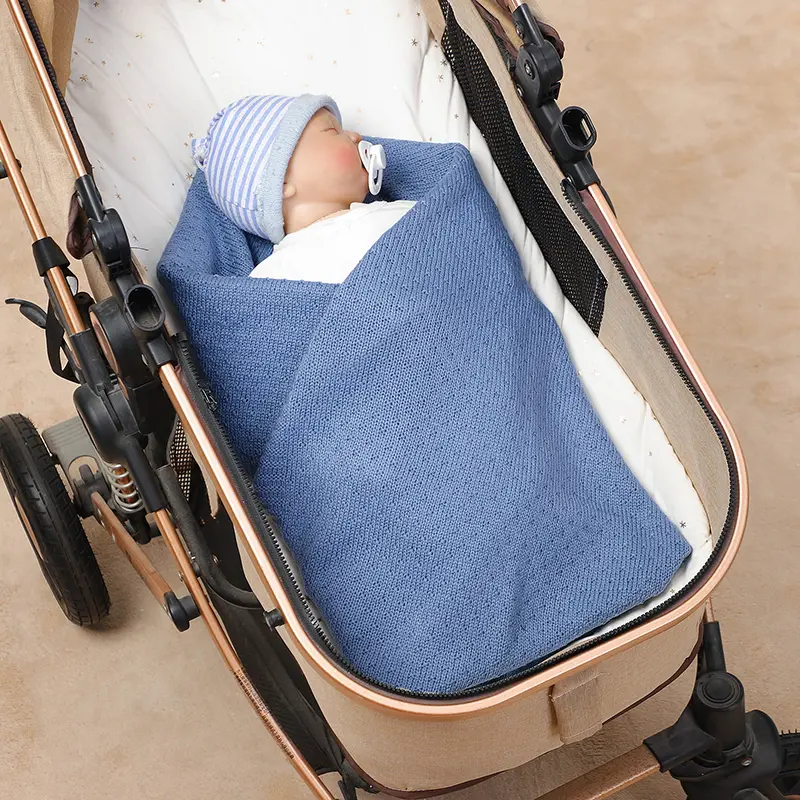 Newborn Baby Blanket Knit Infant Boy Girl Bedding Quilt 90*70CM Stroller Swaddling Envelop Fashion Solid Plaid Crib Sleep Covers