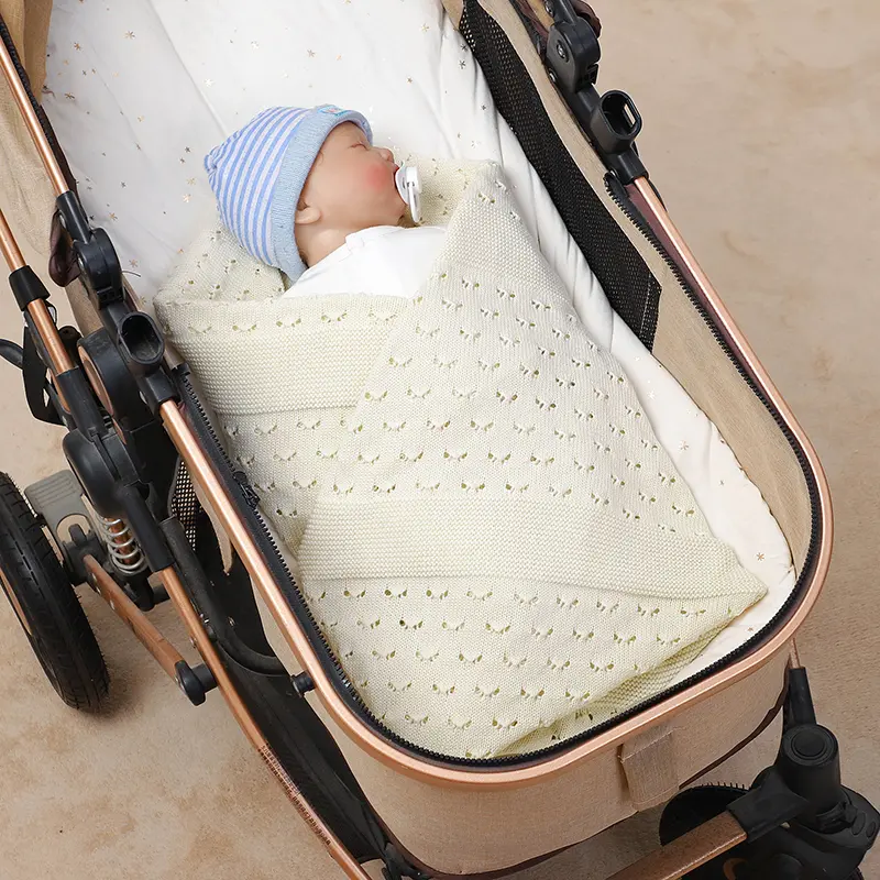 Baby Blanket Knitted Toddler Swaddling Newborn Stroller Wrap 90*70CM Plaid Sleepsack Infant Boy Girl Bedding Quilt Fashion Solid