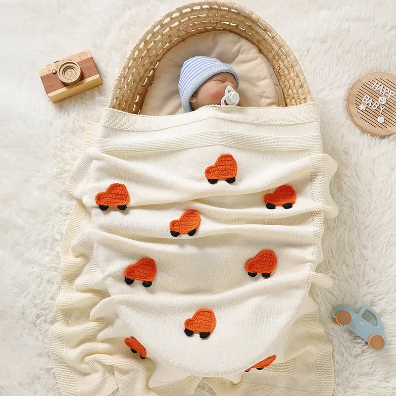 Baby Blankets Knit Toddler Swaddling Newborn Stroller Wrap 90*70CM Plaid Sleepsack Infant Boy Girl Bedding Quilt Fashion 3D Cars