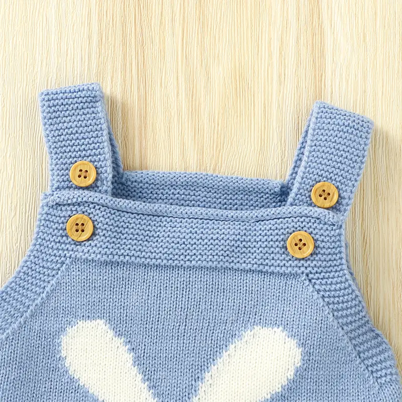 Newborn Baby Bodysuit Knit Infant Boys Girls Jumpsuit Long Sleeve Spring Toddler Kid Clothing   Cute Cartoon Rabbit 0-18M Easter