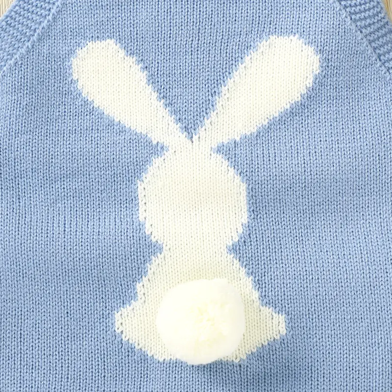 Newborn Baby Bodysuit Knit Infant Boys Girls Jumpsuit Long Sleeve Spring Toddler Kid Clothing   Cute Cartoon Rabbit 0-18M Easter