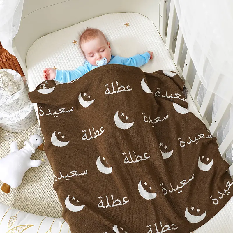 Baby Blankets Knit Toddler Swaddling Newborn Stroller Wrap 100*80CM Plaid Sleepsack Infant Boy Girl Bedding Quilt Fashion Letter