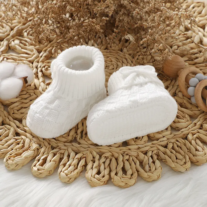 Baby Shoes Knit Warm Toddler Child Bedding Footwear 0-18M Newborn Clothing Accessories Infant Boys Girls Boots Fashion Solid Bow