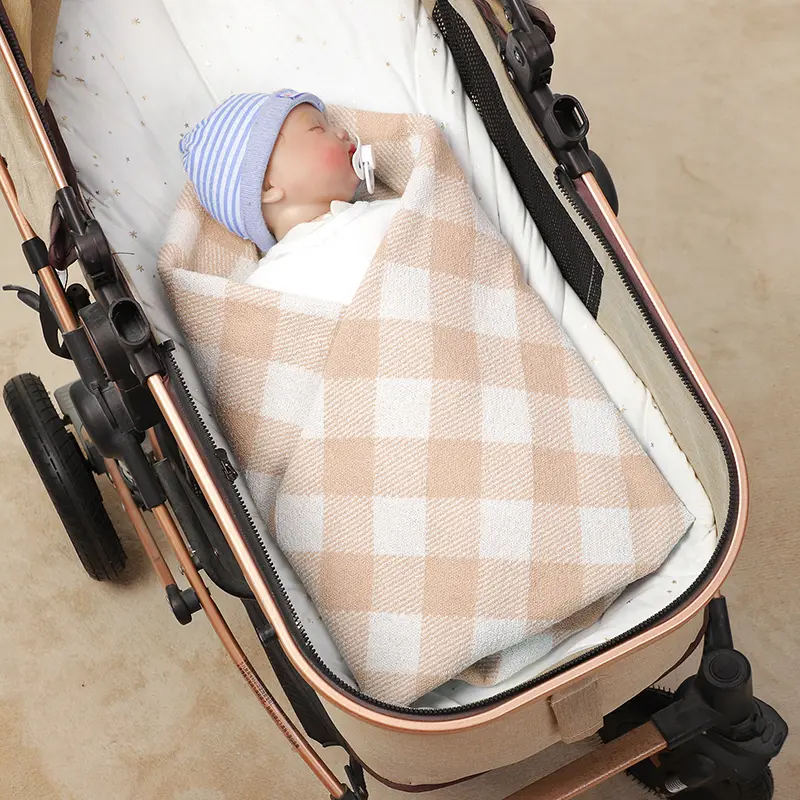 Baby Blanket Knitted Toddler Swaddling Newborn Stroller Wrap 90*70CM Plaid Sleepsack Infant Boy Girl Bedding Quilt Fashion Wram