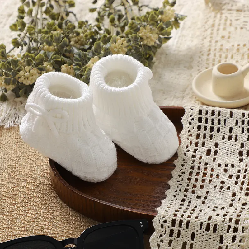 Baby Shoes Knit Warm Toddler Child Bedding Footwear 0-18M Newborn Clothing Accessories Infant Boys Girls Boots Fashion Solid Bow
