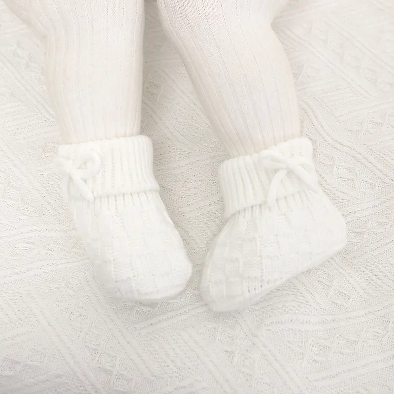 Baby Shoes Knit Warm Toddler Child Bedding Footwear 0-18M Newborn Clothing Accessories Infant Boys Girls Boots Fashion Solid Bow