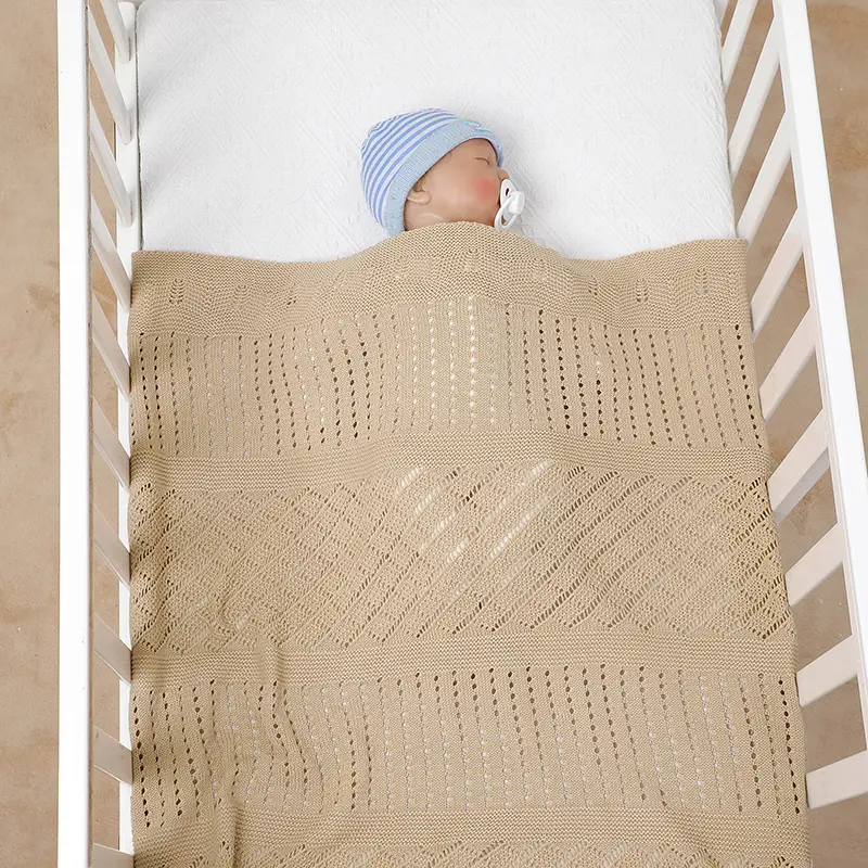 Newborn Baby Blanket Knitted Infant Boy Girl Bedding Quilt Fashion Solid Toddler Swaddling Stroller Wrap 90*70CM Plaid Sleepsack
