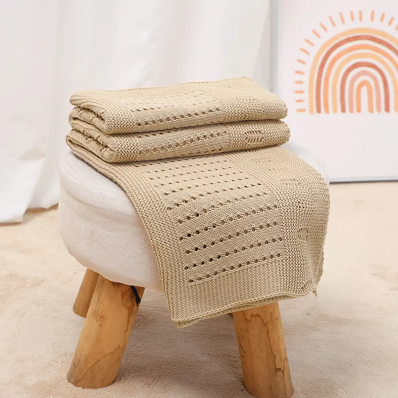 Newborn Baby Blanket Knitted Infant Boy Girl Bedding Quilt Fashion Solid Toddler Swaddling Stroller Wrap 90*70CM Plaid Sleepsack
