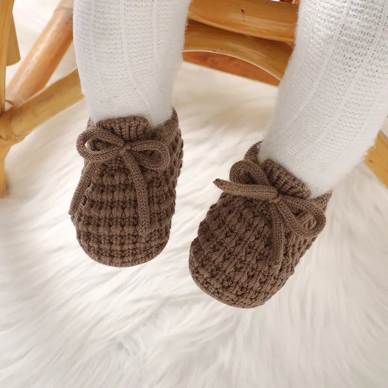 Newborn Baby Shoes Knit Boy Girl Bedding Boots 0-18M Fashion Solid Bandage Toddler Children Footwear Infant Clothing Accessories
