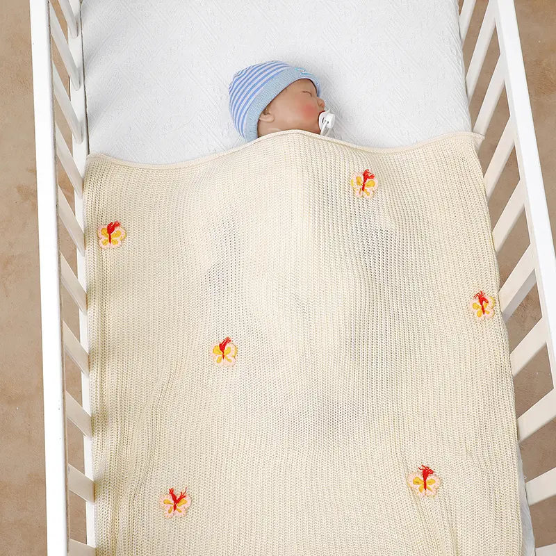 Newborn Baby Blankets Knit Infant Boy Girl Bedding Quilt Fashion 3D Butterfly Toddler Swaddling Stroller Wrap 90*70CM Plaid Warm