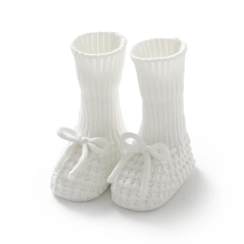 Newborn Baby Shoes Knit Boy Girl Bedding Boots 0-18M Fashion Solid Bandage Toddler Children Footwear Infant Clothing Accessories