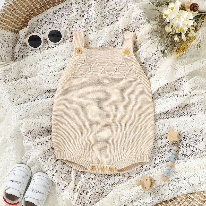 Newborn Baby Bodysuits Knitted Infant Boy Girl Solid Sling Clothing Casual Sleeveless Summer Toddler Children Tops Outfits 0-18m