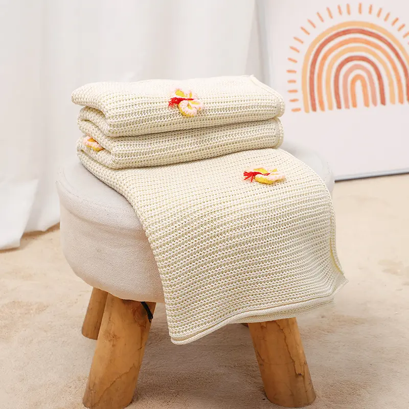 Newborn Baby Blankets Knit Infant Boy Girl Bedding Quilt Fashion 3D Butterfly Toddler Swaddling Stroller Wrap 90*70CM Plaid Warm