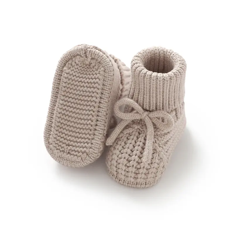 Newborn Baby Shoes Knitted Toddler Children Bedding Footwear 0-18M Clothing Accessories Infant Boy Girl Boots Fashion Solid Bow