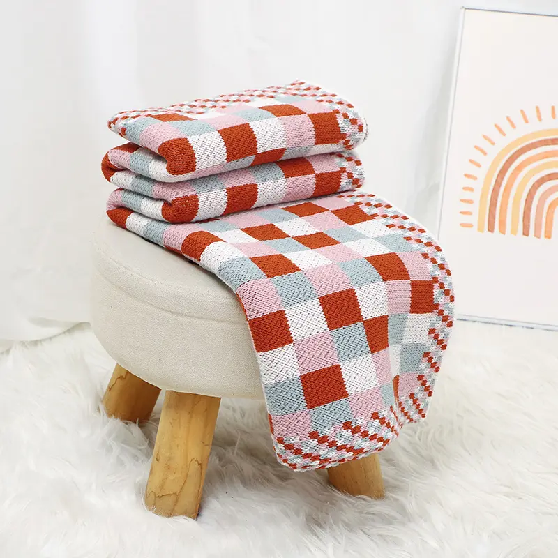 Baby Blanket Knitted Toddler Swaddling Newborn Stroller Wrap 100*80CM Plaid Sleepsack Infant Boy Girl Bedding Quilt Fashion Wram