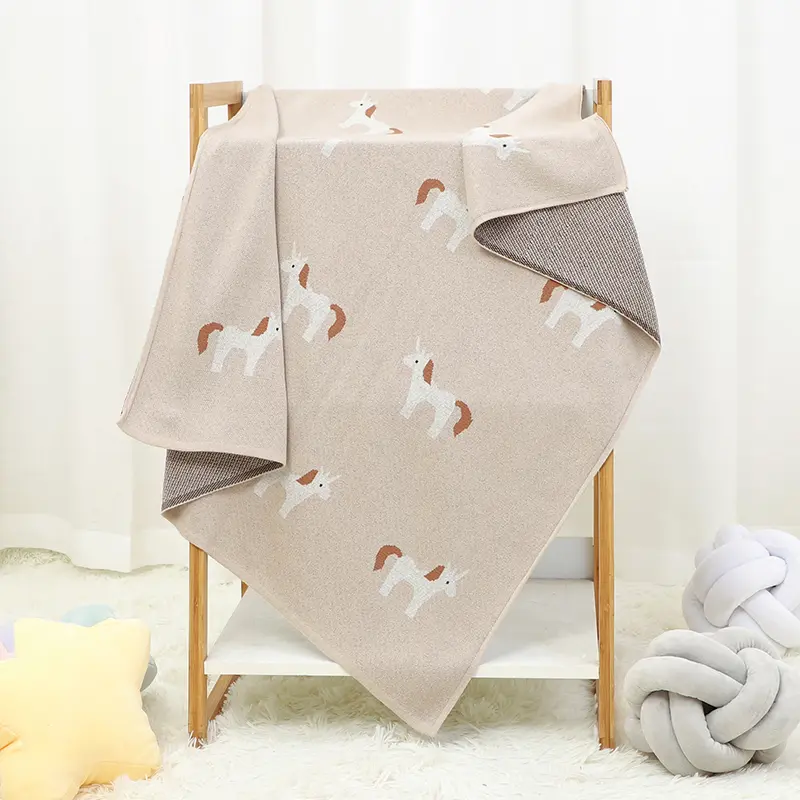 Baby Blankets Cotton Knit Newborn Boy Girl Bedding Quilt 100*80CM Infant Stroller Swaddling Wrap Super Soft Fashion Cute Unicorn