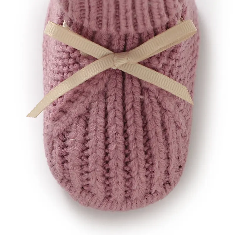 Baby Shoes Knitted Newborn Boys Girls Boots Fashion Solid Cute Bow Infant Child Footwear 0-18M Handmade Warm Clothes Accessories