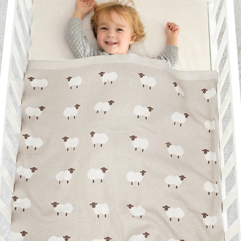 Infant Baby Blankets Cotton 90*70cm Sleepsack Cute Cartoon Sheep Newborn Boy Girl Bedding Quilt Knit Srtoller Swaddle Soft Plaid
