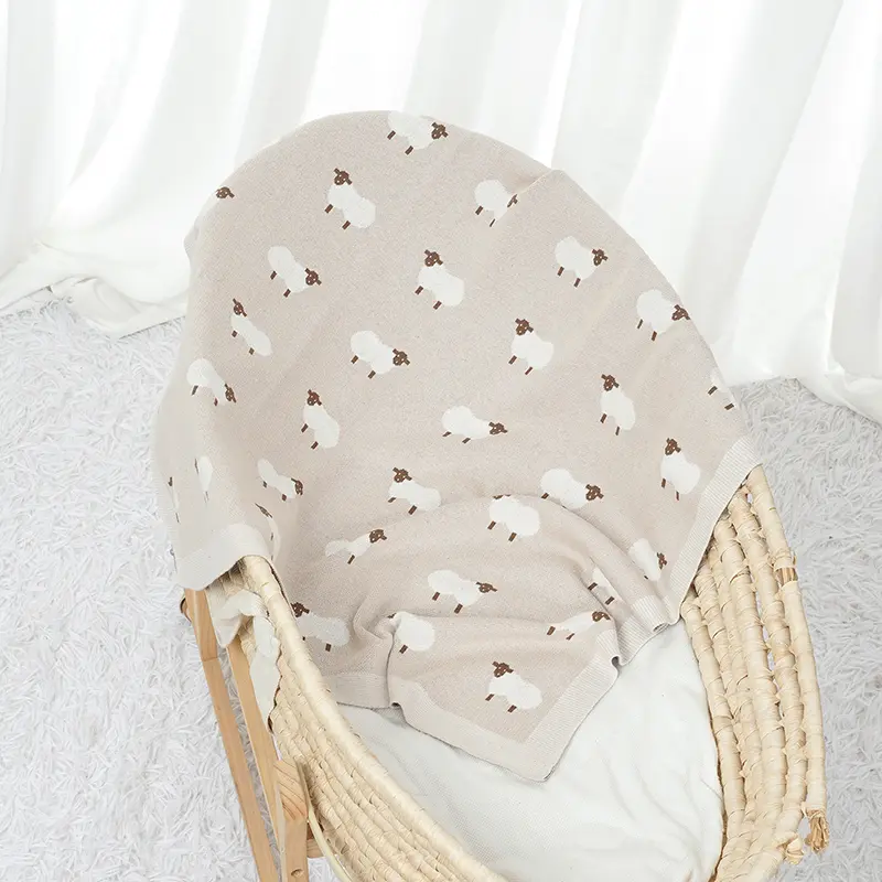 Infant Baby Blankets Cotton 90*70cm Sleepsack Cute Cartoon Sheep Newborn Boy Girl Bedding Quilt Knit Srtoller Swaddle Soft Plaid
