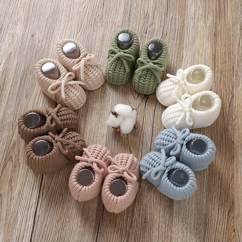 Baby Shoes Knitted Infant Child Bed Footwear 0-18M Cute Turn-down Breathable Newborn Boys Girls Walk Boots Fashion Solid Bandage