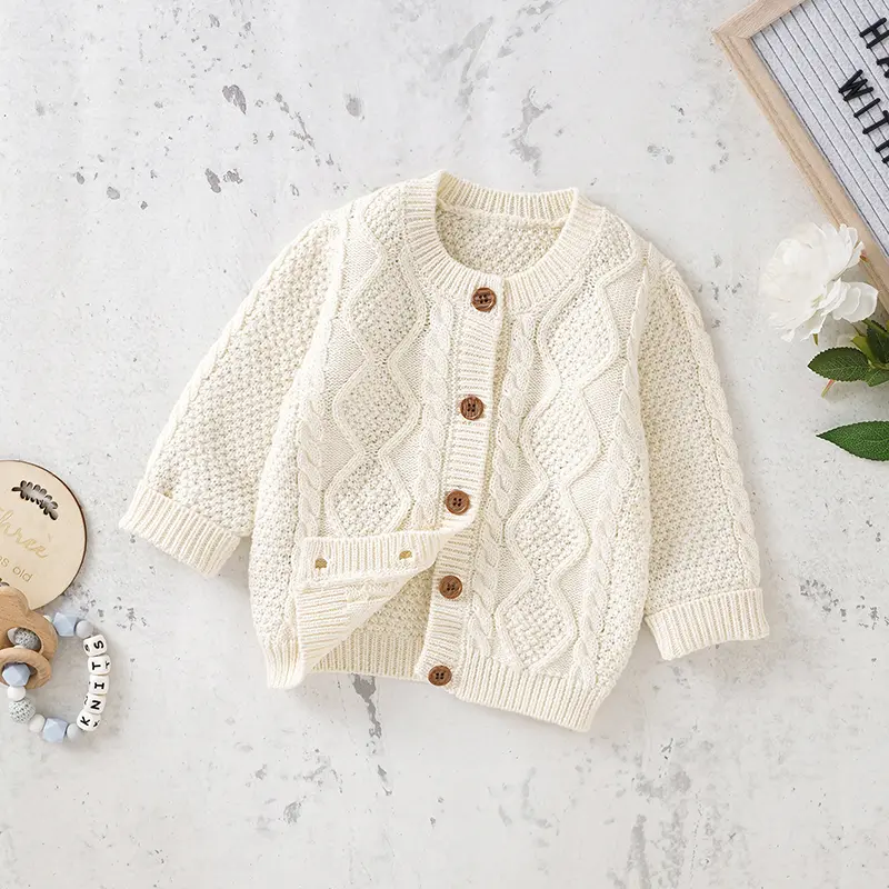 Baby Sweater Cotton Knitted Newborn Kid Clothing Fashion Solid Tops Outerwear Infant Girls Boys Cardigan Long Sleeve Autumn 0-3Y