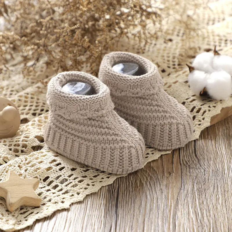 Newborn Baby Shoes Knitted Toddler Bedding Clothes Accessories 0-18M Handmade Girl Boy Boots Infant Footwear Fashion Solid Cute