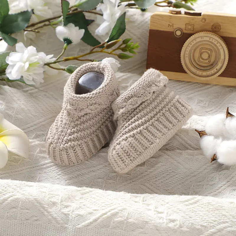 Newborn Baby Shoes Knitted Toddler Bedding Clothes Accessories 0-18M Handmade Girl Boy Boots Infant Footwear Fashion Solid Cute