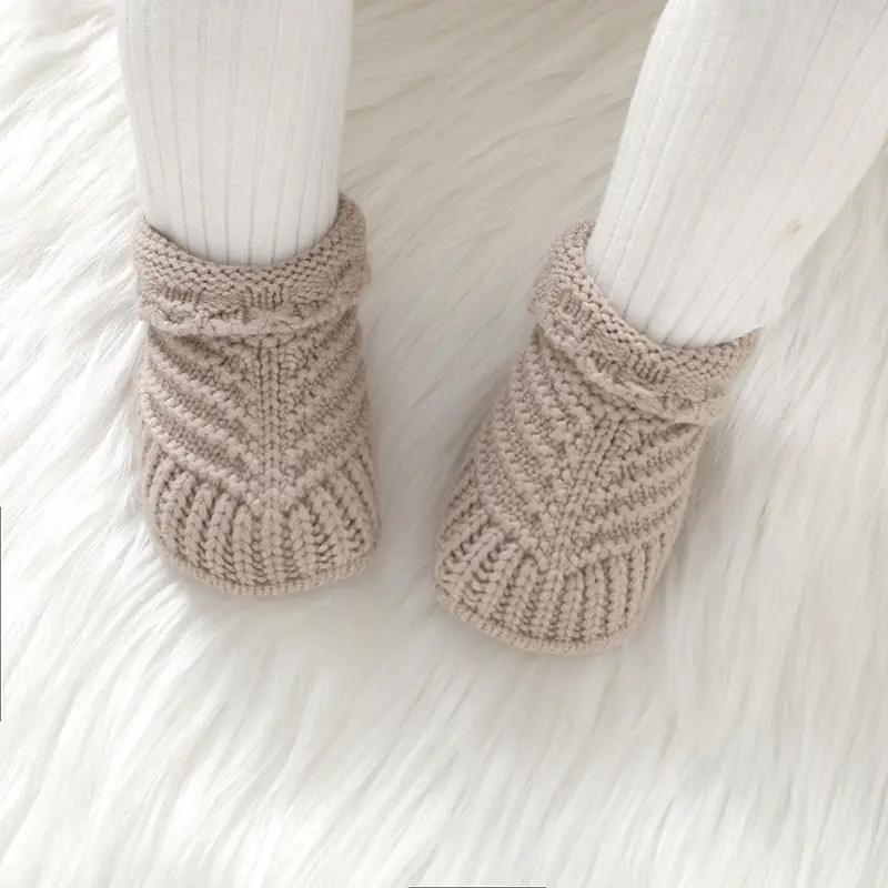 Newborn Baby Shoes Knitted Toddler Bedding Clothes Accessories 0-18M Handmade Girl Boy Boots Infant Footwear Fashion Solid Cute