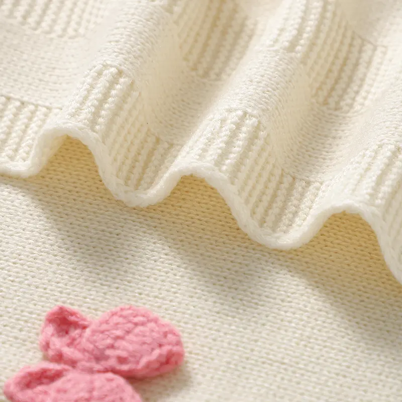 Baby Blankets Knit Newborn Boy Girl Bedding Quilt 90*70CM Infant Stroller Swaddle Wrap Super Soft Fashion Cute 3D Bows Sleepsack